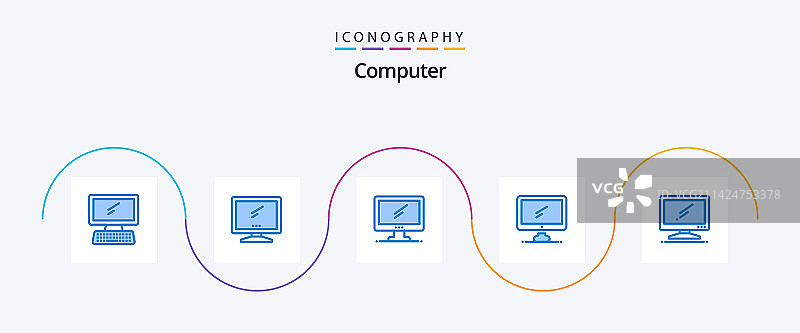 含iMac的电脑蓝色5图标包图片素材