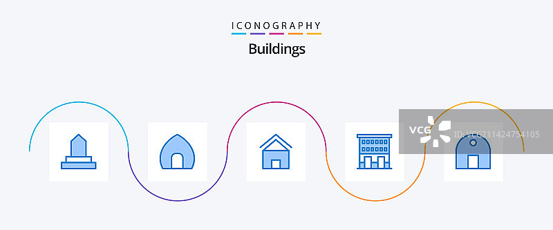 包含店面的蓝色建筑物5图标包图片素材