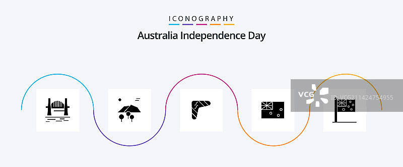 澳大利亚独立日字形图标套装图片素材