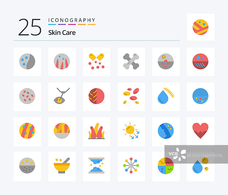 皮肤25个扁平颜色图标包，包括图片素材