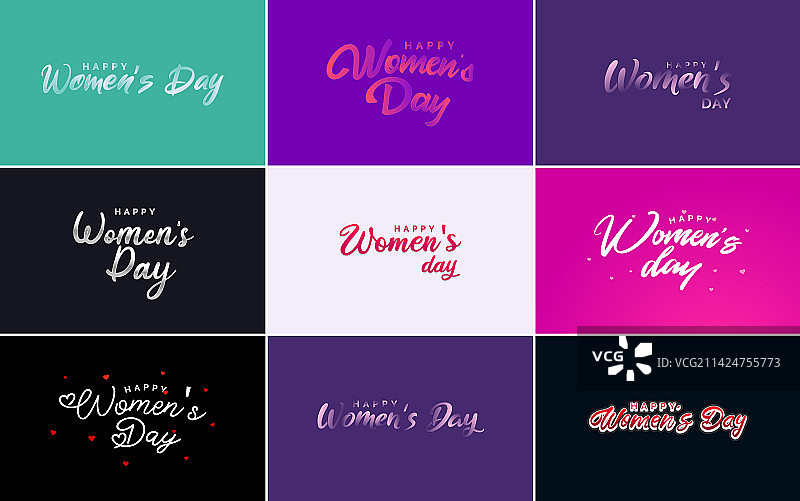 一套带有国际妇女节标志的卡片图片素材