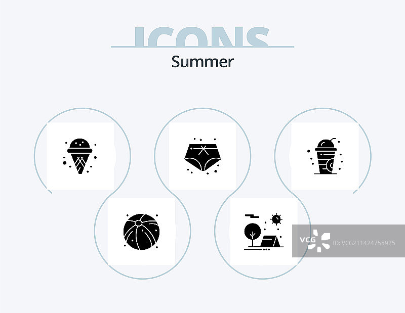 夏季象形图图标包5：饮品甜筒设计图片素材