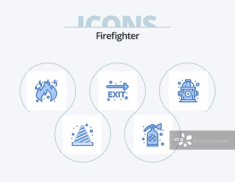 消防员蓝色图标包（5个图标设计，水）图片素材