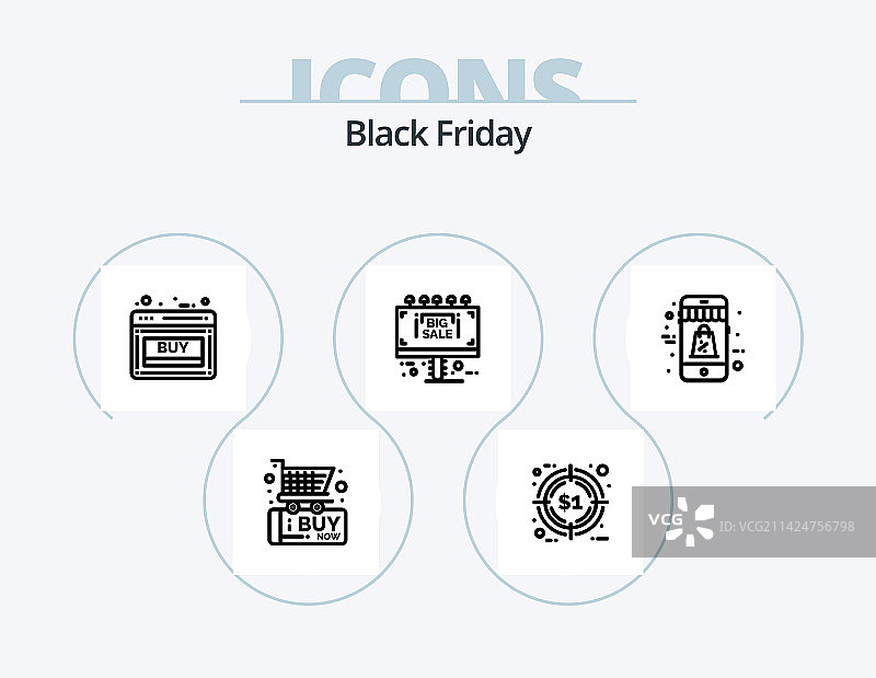 黑色星期五线性图标包5个图标设计图片素材