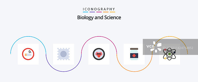 包含生物嘴唇实验室的生物学扁平风格5图标包图片素材