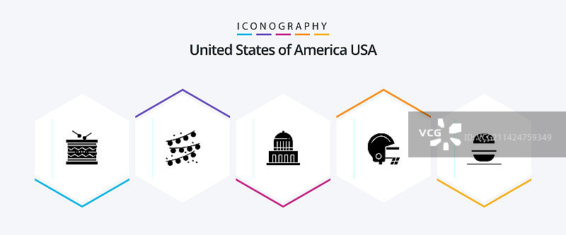 美国25个标志图标包，包含美式汉堡图片素材