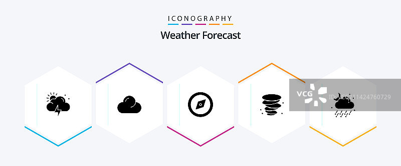 包含月亮GPS的25个标志天气图标包图片素材