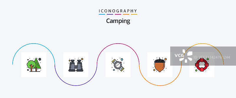 露营线性填充扁平5图标包图片素材