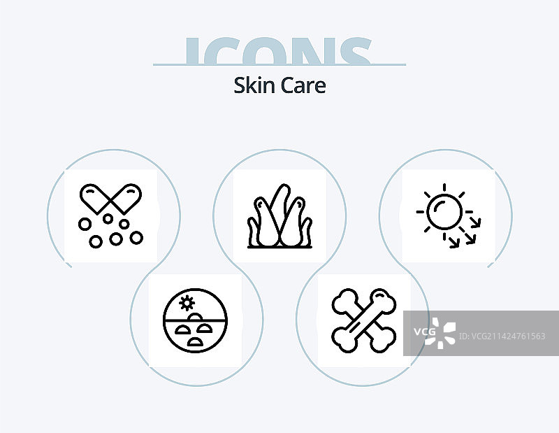 多肉植物护肤品线条图标套装图片素材