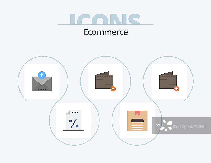电商扁平风格图标包5款图标设计图片素材