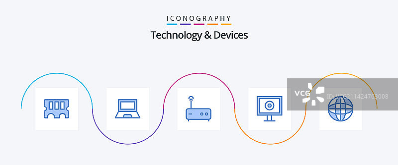 包含设备等蓝色5个设备图标包图片素材