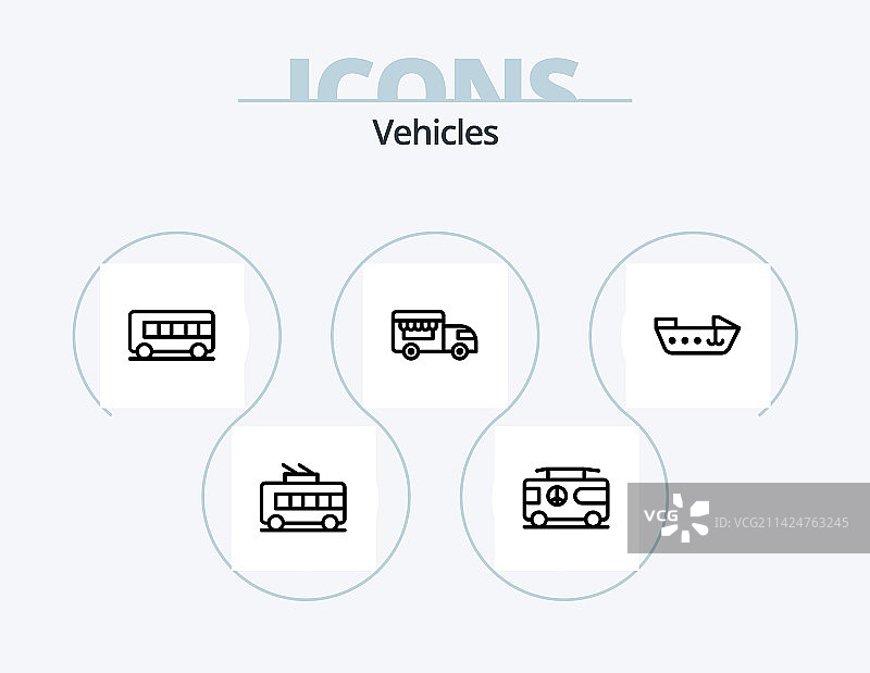 车辆线性图标包5个图标设计：马达之星图片素材