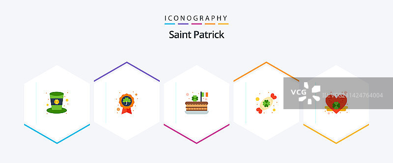 圣帕特里克节25个扁平图标包图片素材