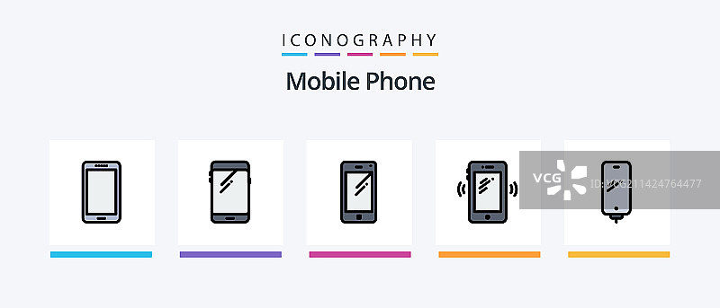 包含5个图标的手机线图片素材