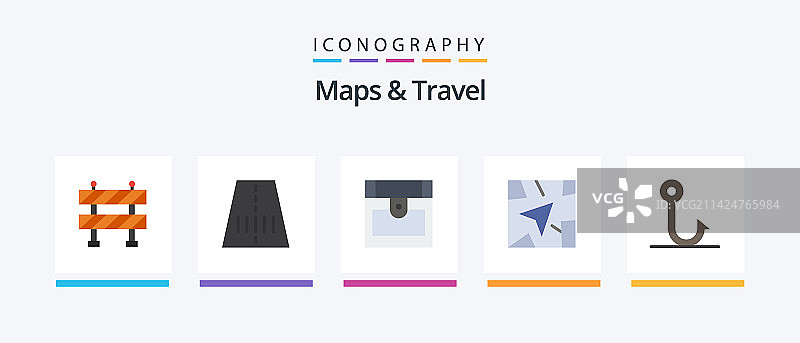 地图与旅行5扁平图标包，含GPS图片素材