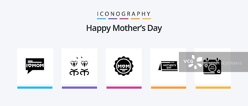 母亲节快乐字形图标套装图片素材