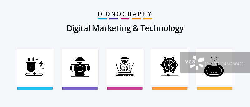 数字营销与技术 Glyph 风格图标图片素材