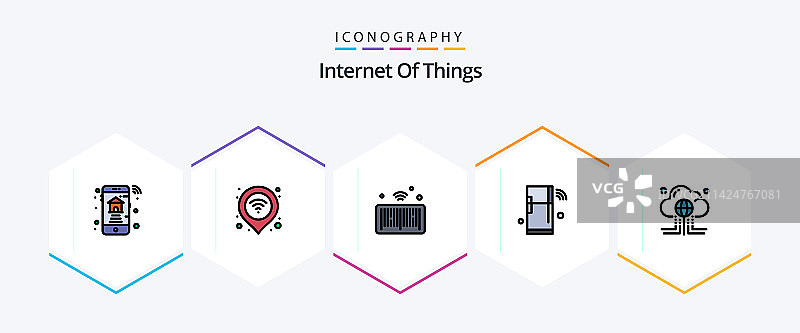 物联网25个线性图标包图片素材