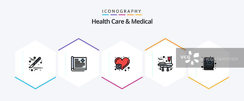 医疗保健25个填充图标包图片素材