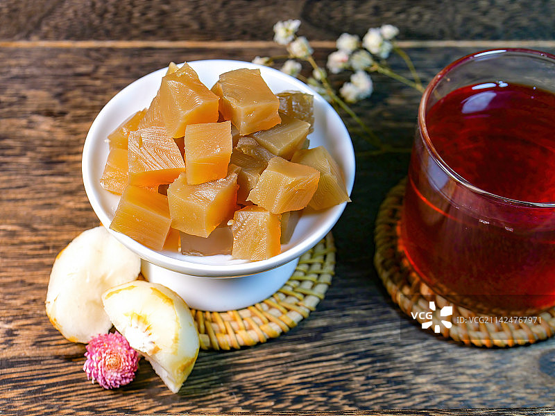 岭南特产糕点早茶传统地道小吃贺年红糖藕粉荸荠桂花糕点姜茶家乡食品逢年过节新春佳节糕点馋嘴精致啫喱果冻图片素材