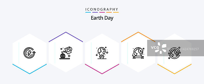 包含“地球”的世界地球日25个线条图标包图片素材