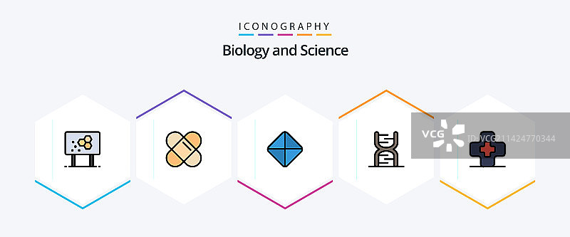生物学25个填充线条图标包图片素材