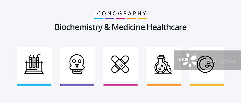 生物化学与医疗保健细线图标图片素材