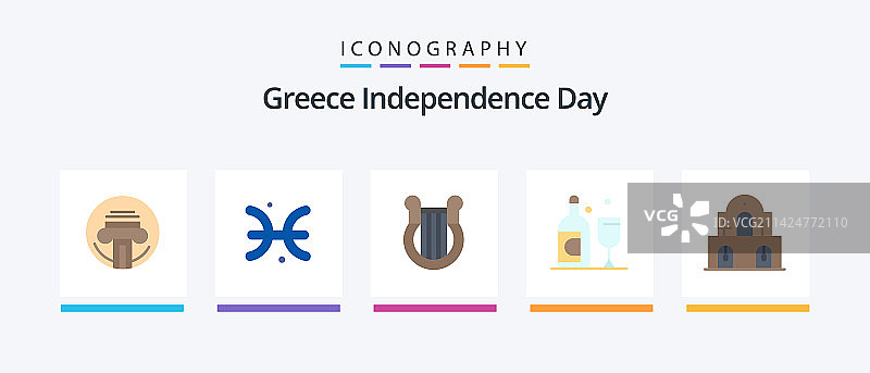 希腊独立日扁平风格图标套装图片素材