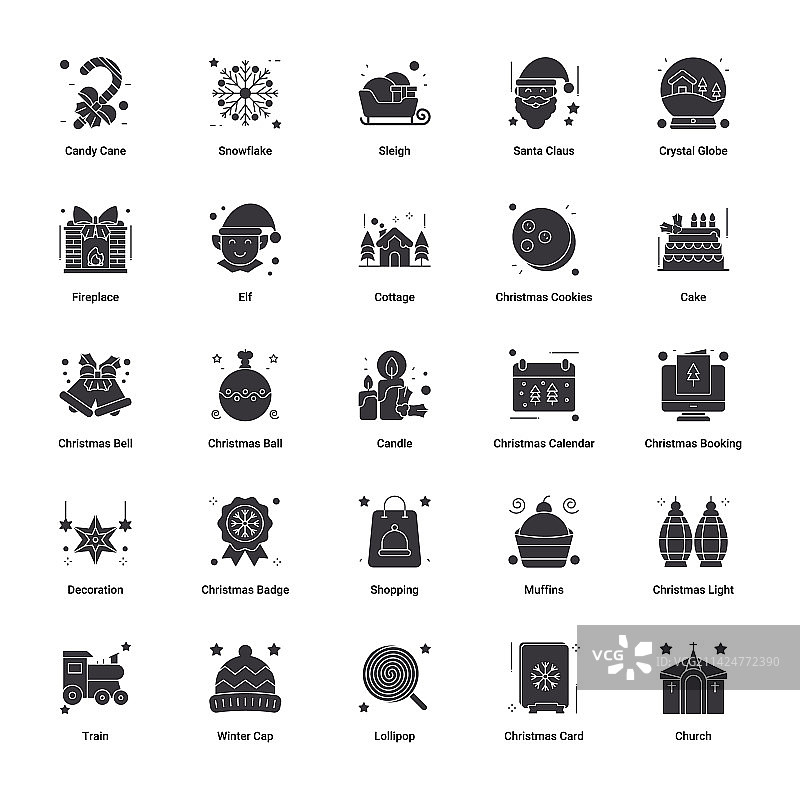 圣诞节黑色标志符号图片素材