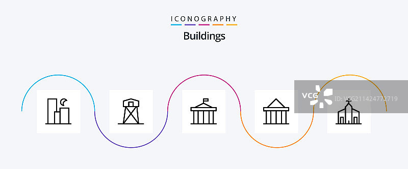 包含教堂的建筑线条图标包图片素材