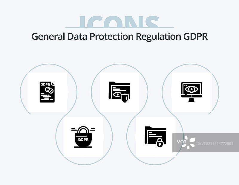 GDPR字形图标包5个图标设计图片素材