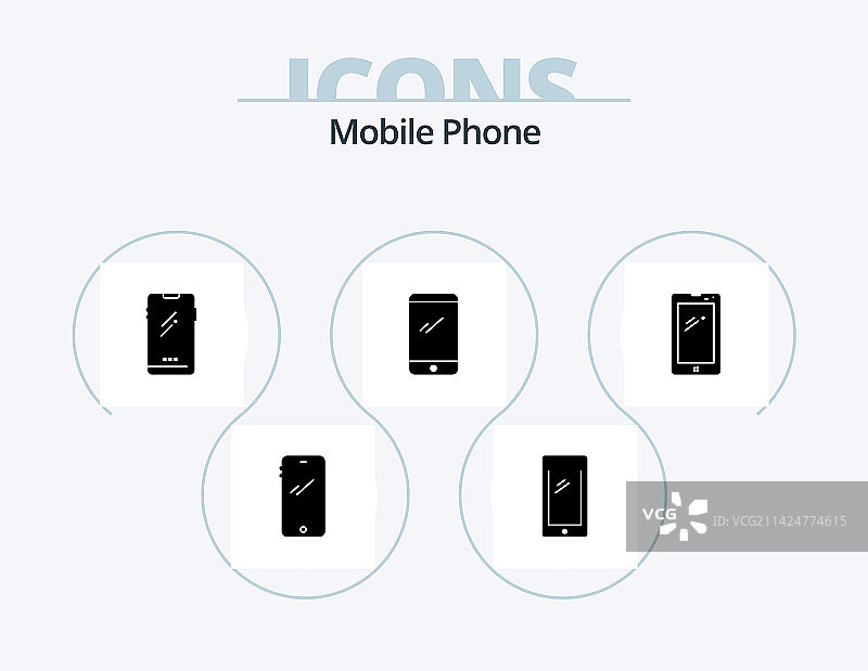 手机字形图标包5个图标设计图片素材