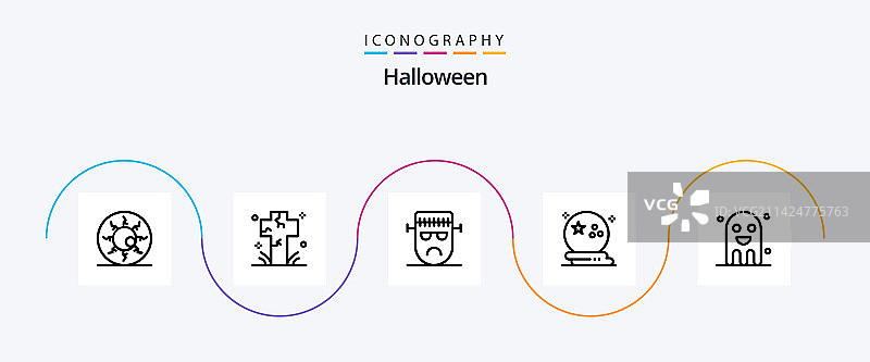 万圣节线条月亮蝙蝠图标包图片素材