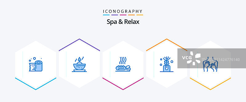 水疗放松蓝色图标包（含25个）图片素材