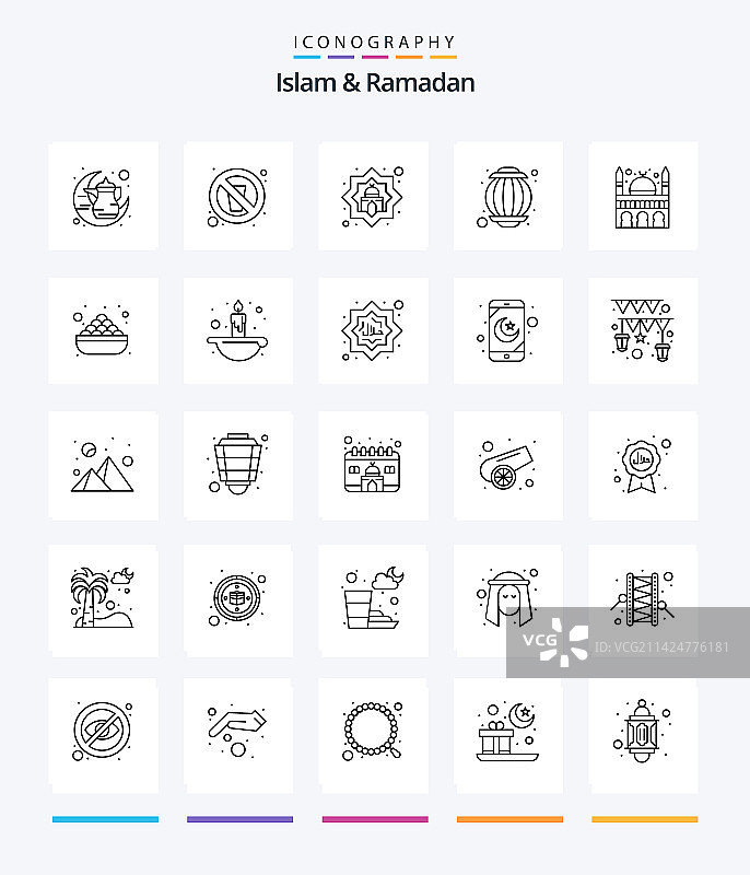 创意伊斯兰斋月25轮廓图标包图片素材