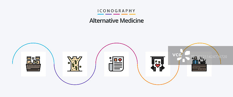 替代医学线性填充扁平5图标包图片素材