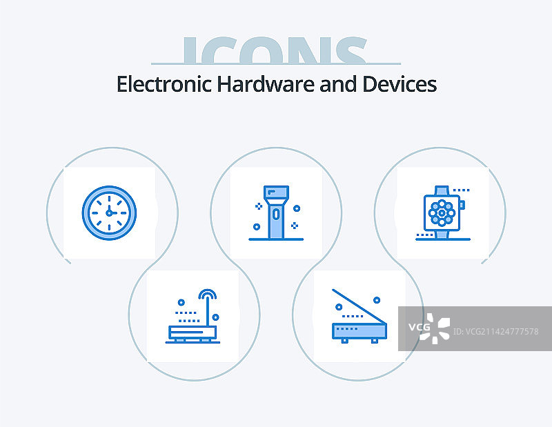 设备蓝色图标包5个图标设计技术图片素材