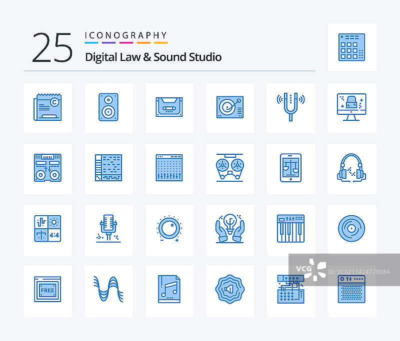 数字法律和音频工作室25蓝色图标图片素材
