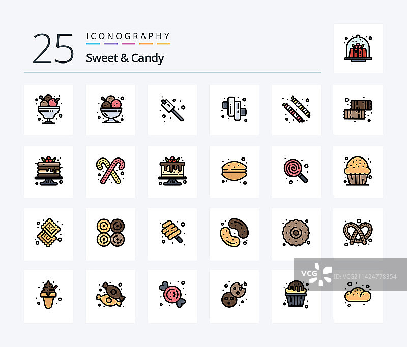 糖果系列25个线性填充图标包图片素材