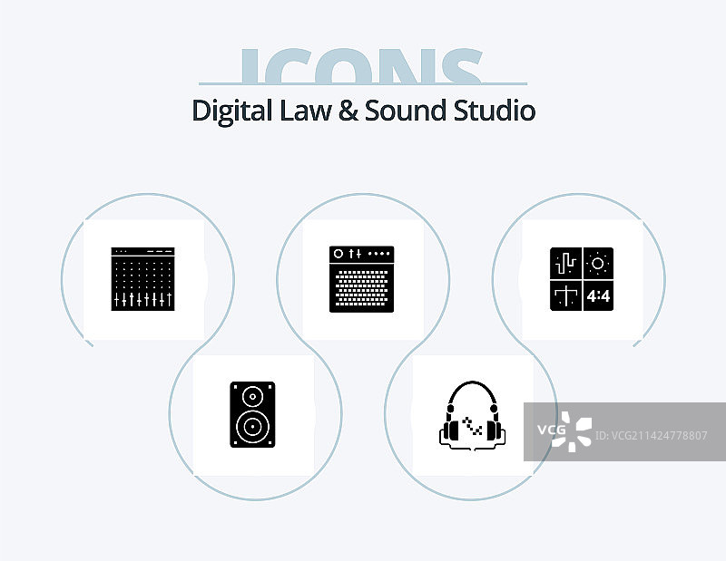 数字法律与录音棚 Glyph 图标包 5图片素材