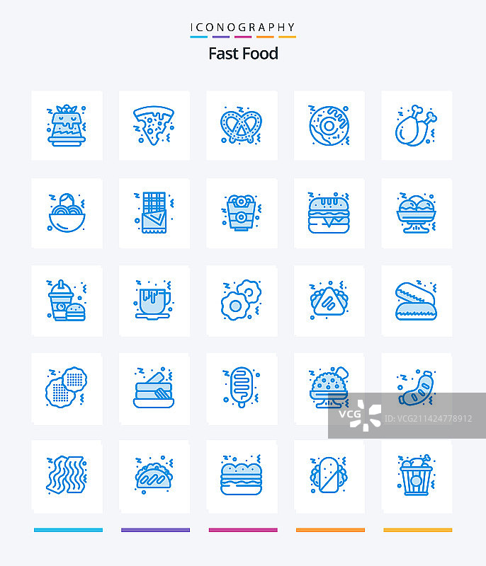 创意快餐蓝色图标包，如快餐等图片素材