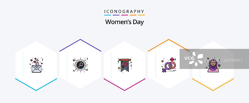 三八妇女节线性图标包（包含阿拉伯元素）图片素材