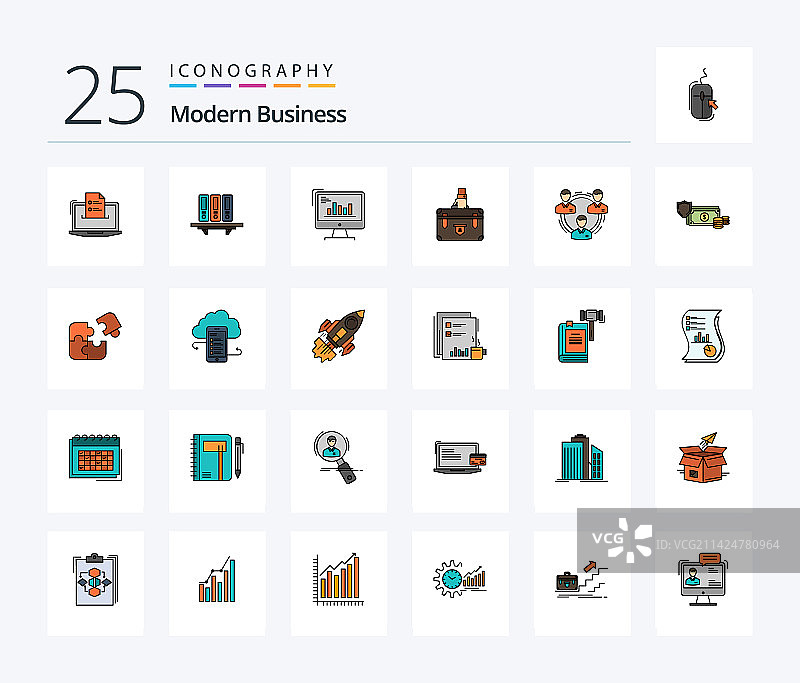 现代商务25线条填充图标包图片素材