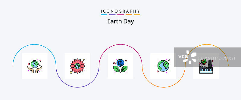 包含地球的地球日填充线性5图标包图片素材
