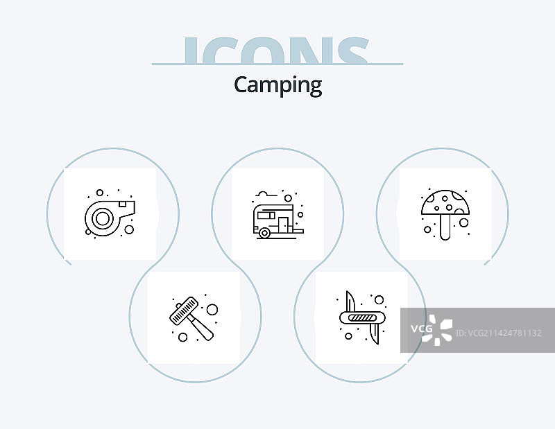 露营线性图标包5个图标设计图片素材