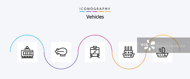 交通工具线条图标包（含轮船）图片素材