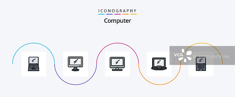 包含的电脑线性填充扁平5图标包图片素材