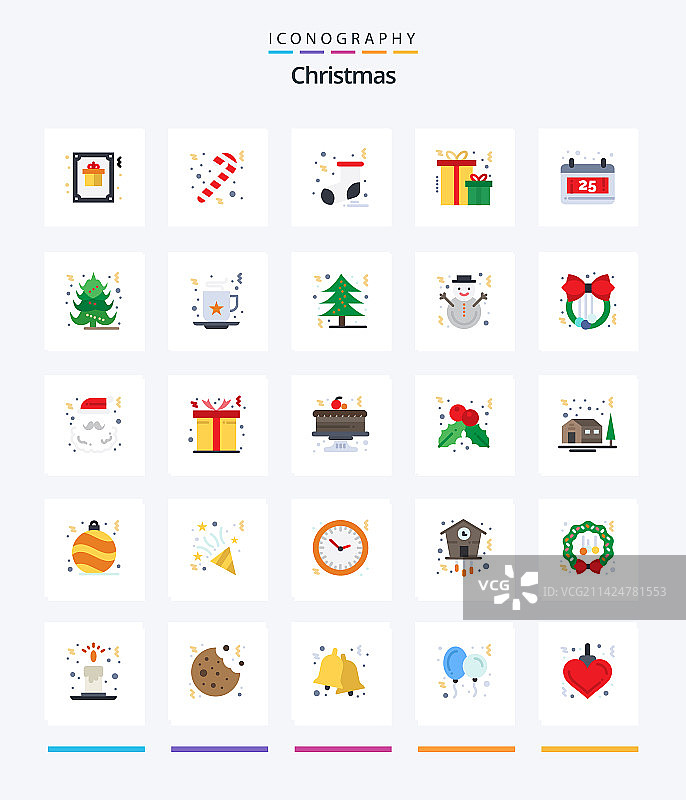 创意圣诞节25扁平图标包图片素材