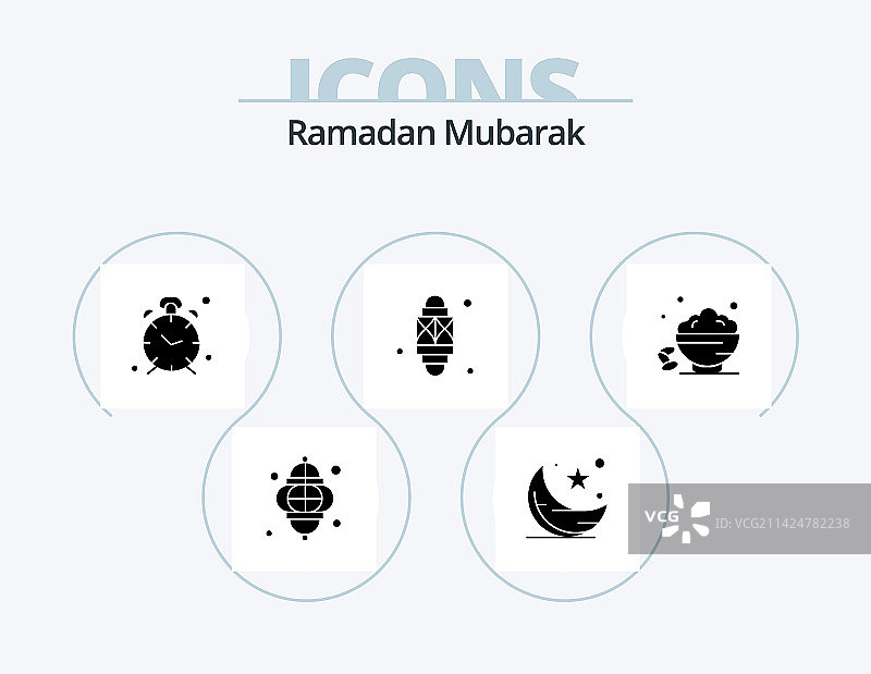 斋月字形图标包，5个图标设计，甜点图片素材