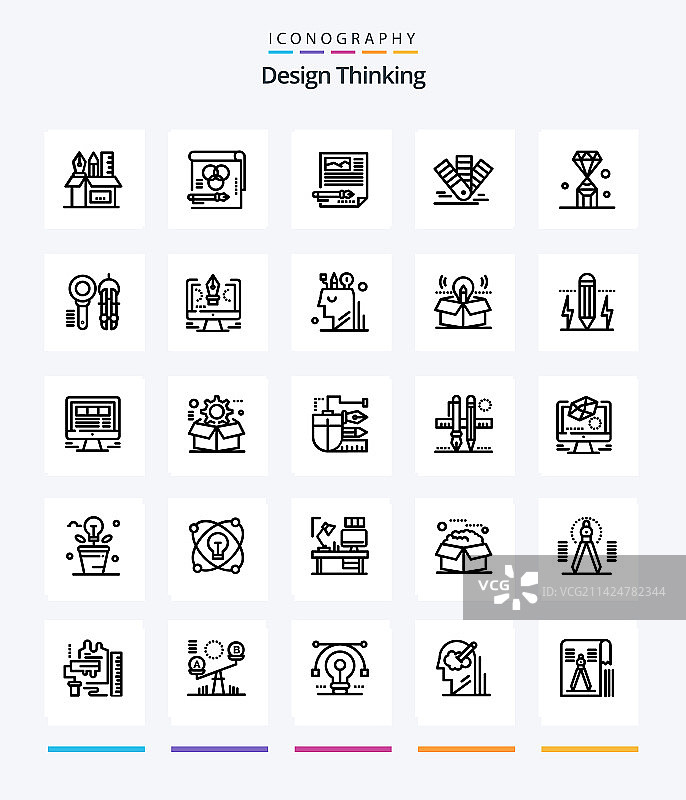 创意设计思维25个轮廓图标包图片素材
